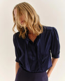 Cartolina Short Sleeve Blouse, Midnight Blue-Cartolina