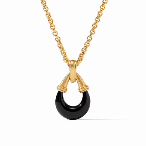 Havana Statement Pendent, Gold-Black Obsidian-Julie Vos