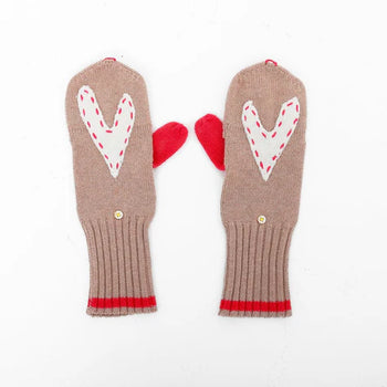 Kerri Rosenthal Heart Mitten, Birch-Kerri Rosenthal