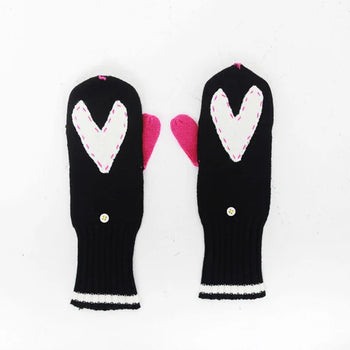 Kerri Rosenthal Heart Mitten, Black-Kerri Rosenthal