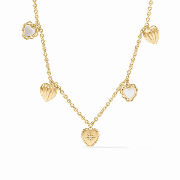 Julie Vos Heart Delicate Charm Necklace, Mother of Pearl-Julie Vos