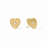 Julie Vos Heart Stud Earring, Gold-Cubic Zirconia-Julie Vos