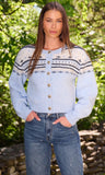 Hilda Fairisle Cardigan, Light Blue Multi