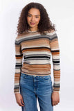 Micro Striped Crew, Almond