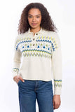 Fairisle Button Polo, Ivory