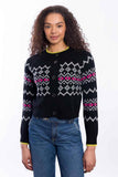 Kin Fairisle Button cardigan, Black