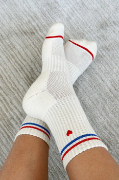 Embroidered Boyfriend Socks, Milk + Heart