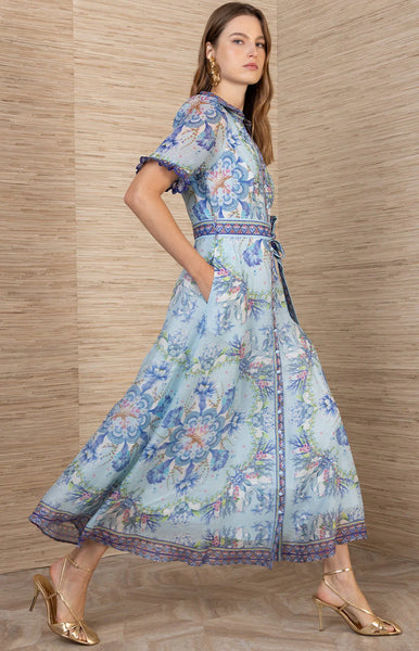 Cosette Organza Maxi Dress, Blue-Hale Bob