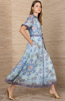 Cosette Organza Maxi Dress, Blue-Hale Bob