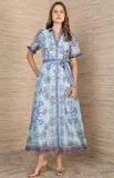 Cosette Organza Maxi Dress, Blue-Hale Bob