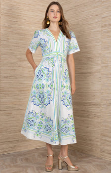 Mona Poplin Midi, Blue