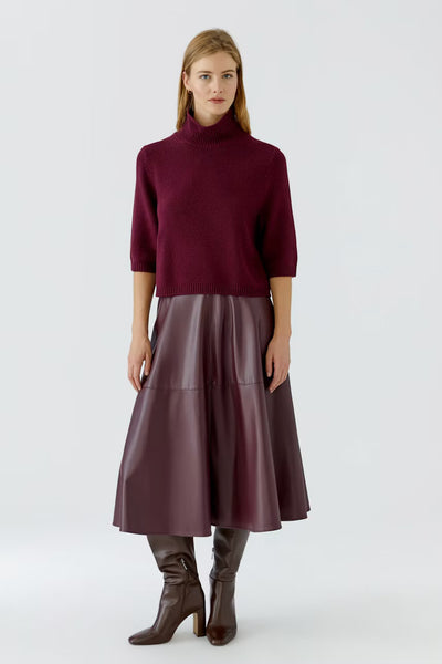 Half Sleeve Mock Sweater, Berry-oui