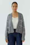 Chunky Open Cardi w Sequins, Steel Grey-oui