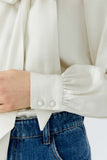 Satiny Tie Front Blouse, White/ Gardenia-oui