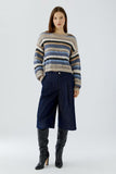 Multi Pullover, Lt Brown Blue-oui