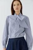 Tie Stripe Blouse, White/ Blue-oui