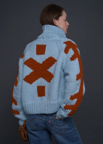 Short Iron Brand Cardigan, Mineral Leather