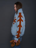 Short Iron Brand Cardigan, Mineral Leather