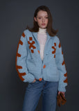 Short Iron Brand Cardigan, Mineral Leather