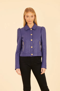 Quilted Faux Leather Puff Shoulder Jacket-Dolce Cabo