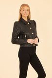 Quilted Faux Leather Puff Shoulder Jacket-Dolce Cabo