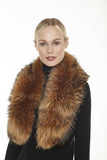 Linda Richards Fox Fur Clip Collar Black-Linda Richards