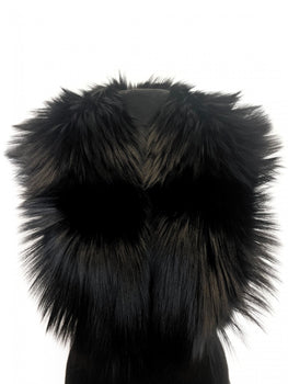 Linda Richards Fox Fur Clip Collar Black-Linda Richards