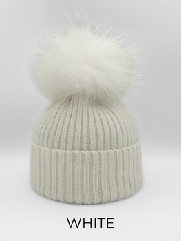 Linda Richards Angora/Wool Hat, White-Linda Richards