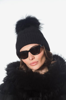 Linda Richard Angora/Wool Hat, Black-Linda Richards