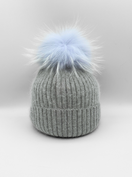 Linda Richards Angora/Wool Hat, Grey/Bluemist-Linda Richards