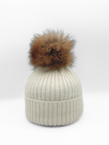 Linda Richards Angora /Wool Hat, Cream/Natural Pom-Linda Richards