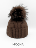 Linda Richards Mohair/Wool Pom Hat, MOCHA-Linda Richards