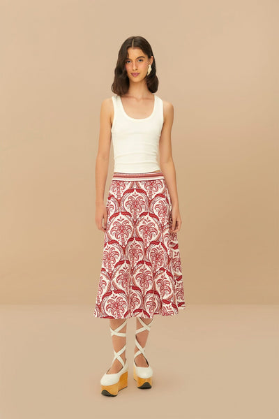 FARM Rio Tropical Cameo Off-White Midi Skirt-Farm Rio