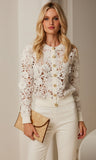 Erin 3D Lace Cardigan, White-Generation Love