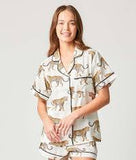 Katie Kime Short Pajama, White Cheetah-Katie Kime