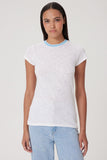 Goldie Short Sleeve Ringer Tee, White/ Blue-Goldie