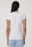 Goldie Short Sleeve Ringer Tee, White/ Blue-Goldie