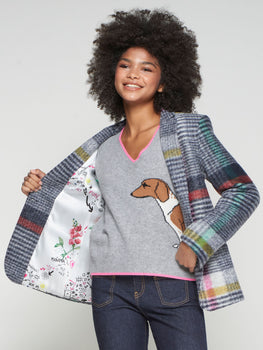 Vilagallo Hannah, Multicolored Checked Blazer-Vilagallo