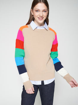 Vilagallo Manga Stripe Sleeve, Beige Multi-Vilagallo