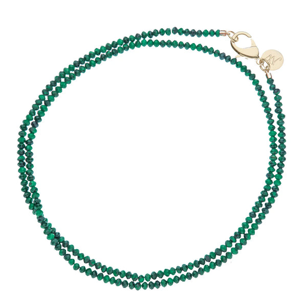 Jane Win DBL Wrap Bead Necklace, Malachite-Jane Win