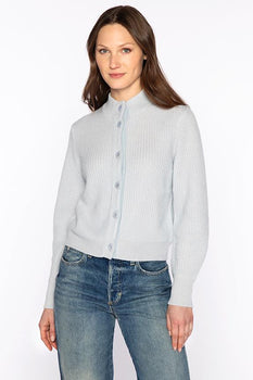 Kinross Plaited Button Mock Cardigan-Taupe-Kinross Cashmere