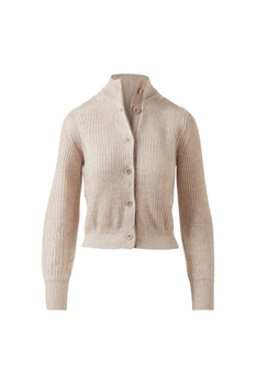 Kinross Plaited Button Mock Cardigan-Taupe-Kinross Cashmere