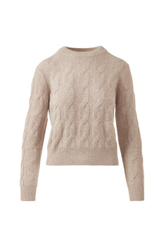 Kinross Luxe CableCrew, Taupe-Kinross Cashmere