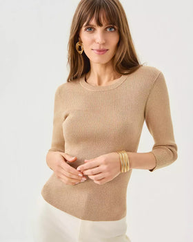 ESLI SWEATER, SAND BAR METALLIC-Lilly Pulitzer