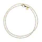 Double Wrap Rice Pearl Necklace, Gold White-Jane Win