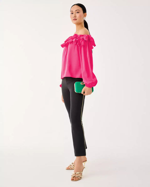 ANA EMBELLISHED CROP FLAR, NOIR-Lilly Pulitzer