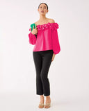 ANA EMBELLISHED CROP FLAR, NOIR-Lilly Pulitzer