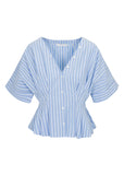 Rebecca Taylor Priya Blouse, Blue Stripe-Rebecca Taylor