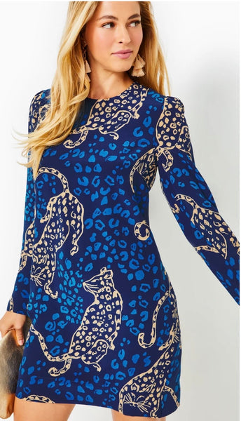 Tyra Long Sleeve Silk Dress - Low Tide Navy-Lilly Pulitzer