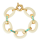 ASHA Ivory Link Bracelet, Turquoise-ASHA